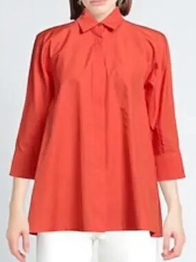 MaxMara tunic- orange blouse- asymmetrical hem